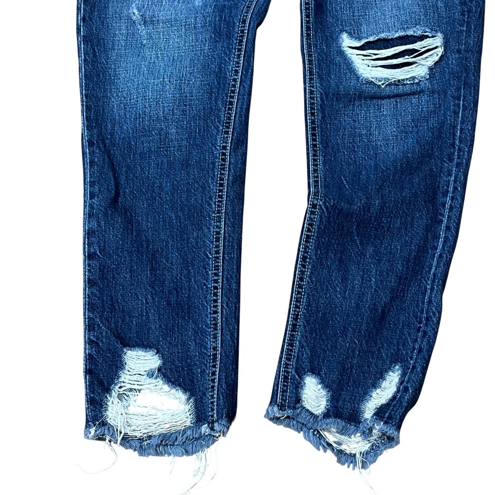 KanCan Women's Jeans Size 3/25 Distressed Boyfriend Fit Raw Hem Y2K Grunge Denim - Picture 3 of 11